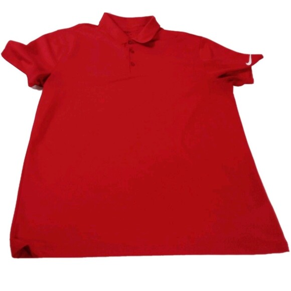 Men's Nike Red Standard Fit Size Large Dri-Fit Short Sleeve Polo - Picture 1 of 10